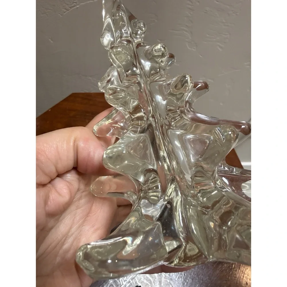 Large Heavy Clear Art Glass Crystal Christmas Tree Holiday Decor 9
